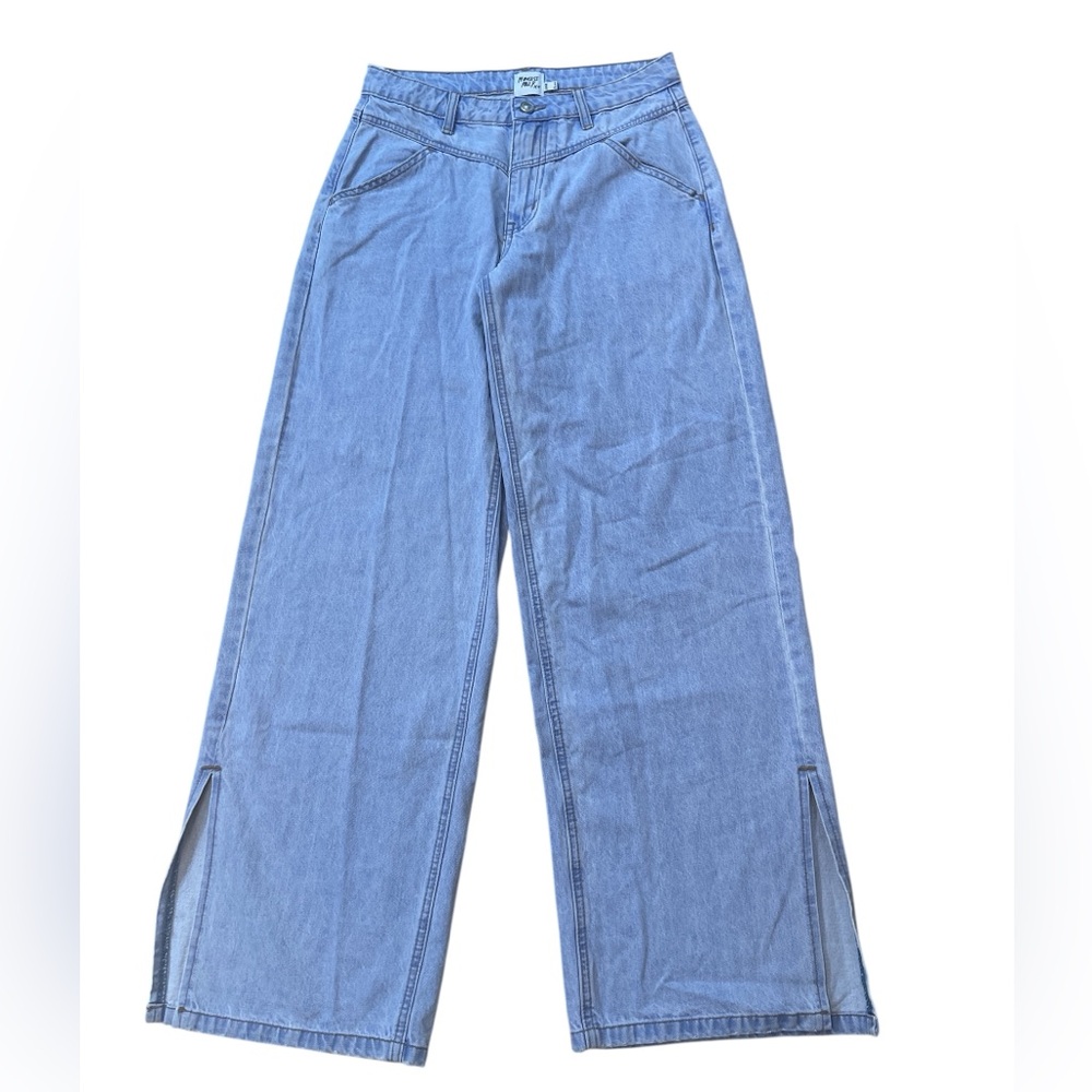Princess Polly Wide Leg Side Slit Jeans